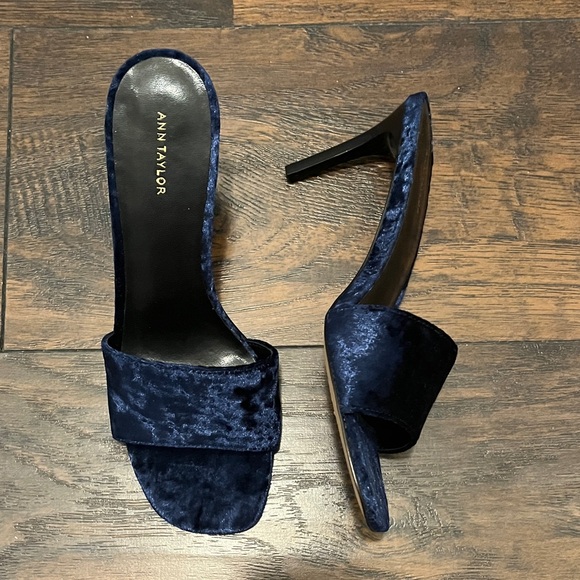 Ann Taylor Shoes - Ann Taylor Navy Velvet Slide Mules
